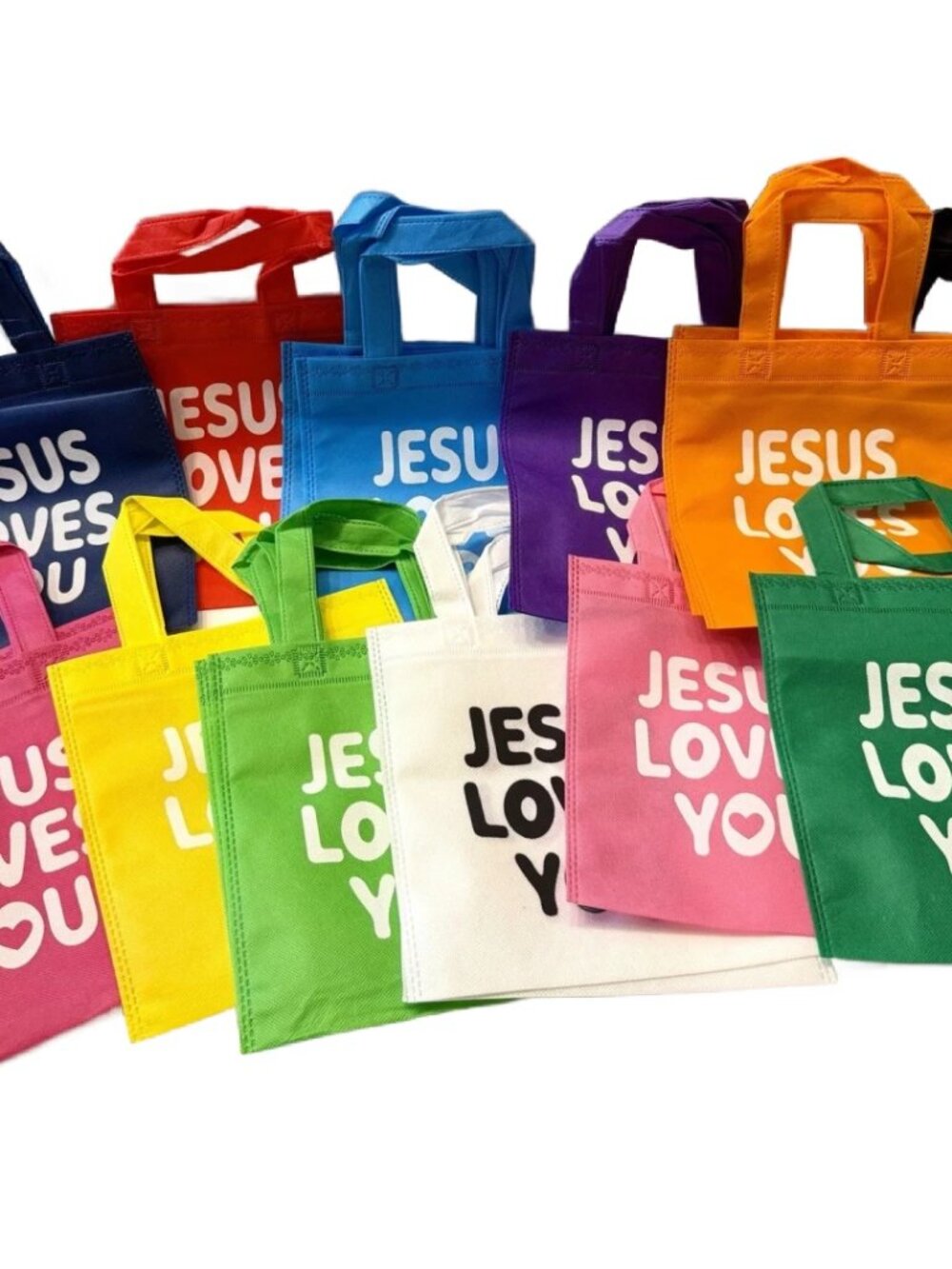 19 Pcs Lot of Jesus Loves You Gift Tote Bags Reusable Christian Religious NWOT